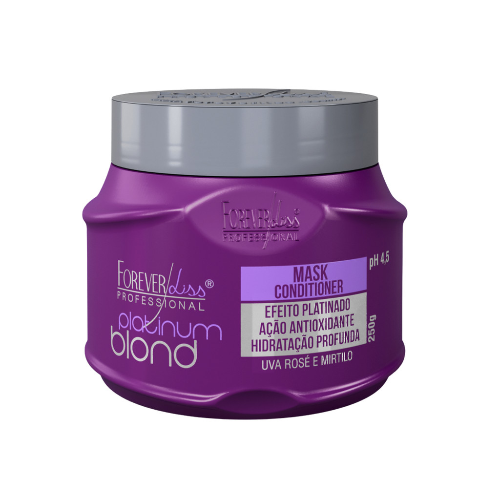 Máscara Platinum Blond 250g Forever Liss: Matização Profissional e Loiro Perfeito