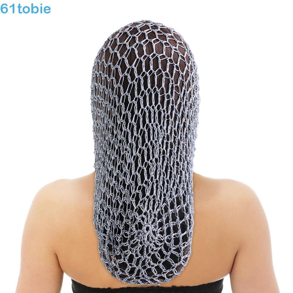 TOBIE Malha Rede De Cabelo , Touca Noturna Peruca Boné Longo Crochê Snood , Chapéu De Dormir Elástico Feito À Mão Para C