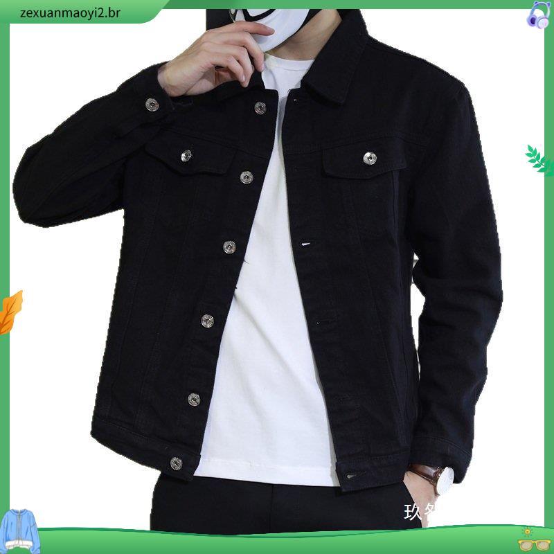 Jaqueta Jeans Masculina Moda Premium Preto Creme All Black Verde Militar