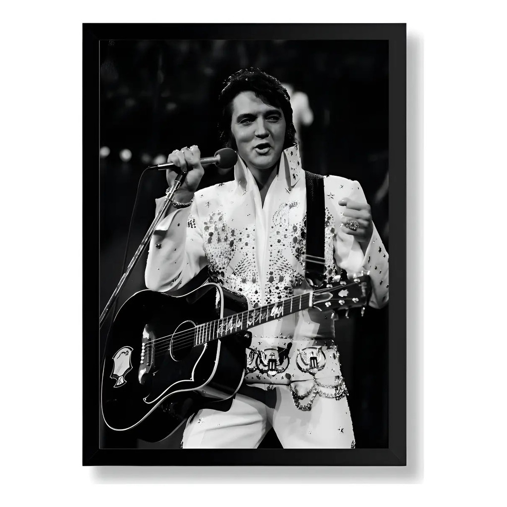 Quadro Emoldurado Poste Elvis Presley Rock Classico Retro A3