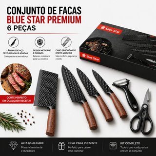 Conjunto De Facas Inox 6 Peças Antiaderente Com Cabo Reforçado Descascador E Tesoura Cozi…