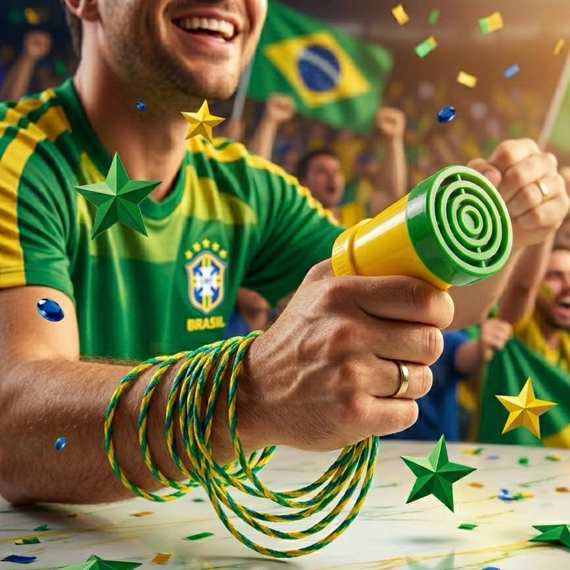 Kit 30 Cornetas com Cordão Verde e Amarelo (SEM EMBLEMA) - Torcida Animada