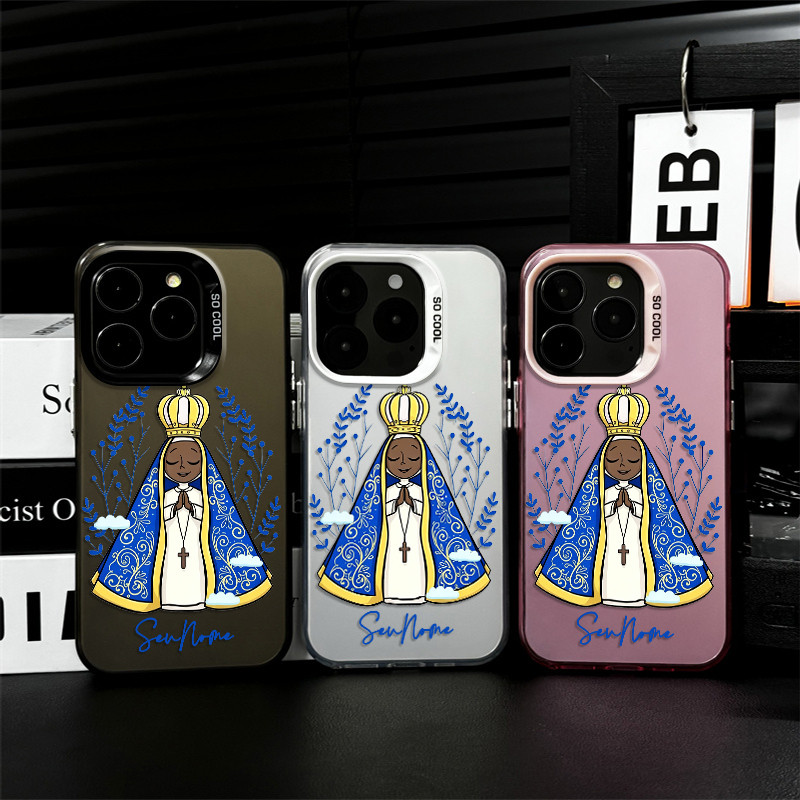 Capinha personalizada Nossa Senhora Aparecida Para iPhone 13 normal 15 16 17 13 12 11 14 pro max 15 Plus 16 PRO Capa