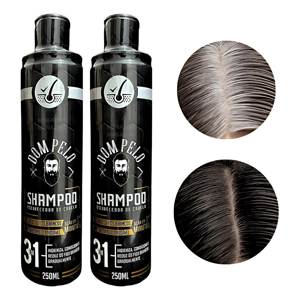 kit 2 Un Shampoo Escurecedor De Cabelo Branco Grisalho 250ml