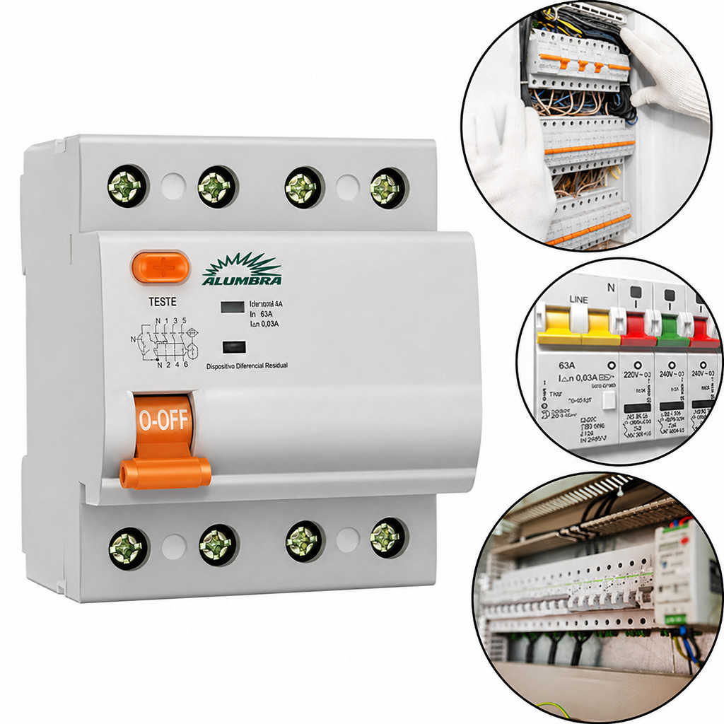Disjuntor Dr Interruptor Diferencial 63A Quadripolar Alumbra 30Ma 6ka Tr63