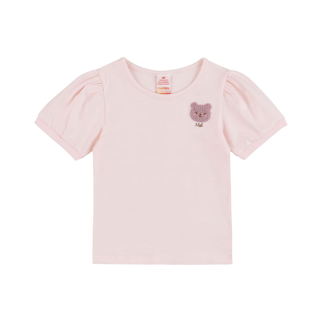 Blusa Manga Curta Ursinho Infantil Menina Marisol