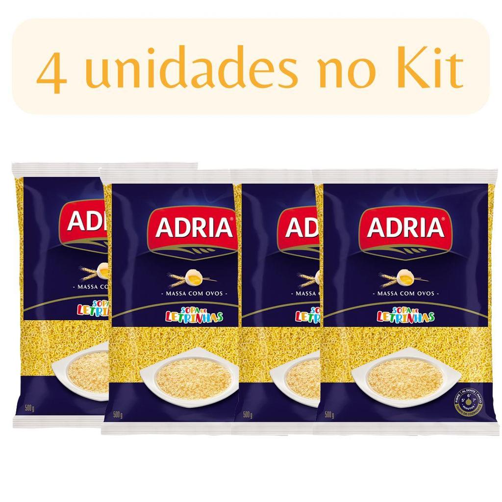 Kit 4un Macarrão de Ovos Adria Sopa de Letrinhas 500g