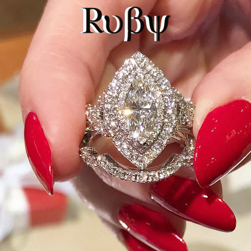 Rubi * nicho Design luz estilo de luxo High-End sentir anel feminino cavalo olho geométrico brilhante anel celebridade a