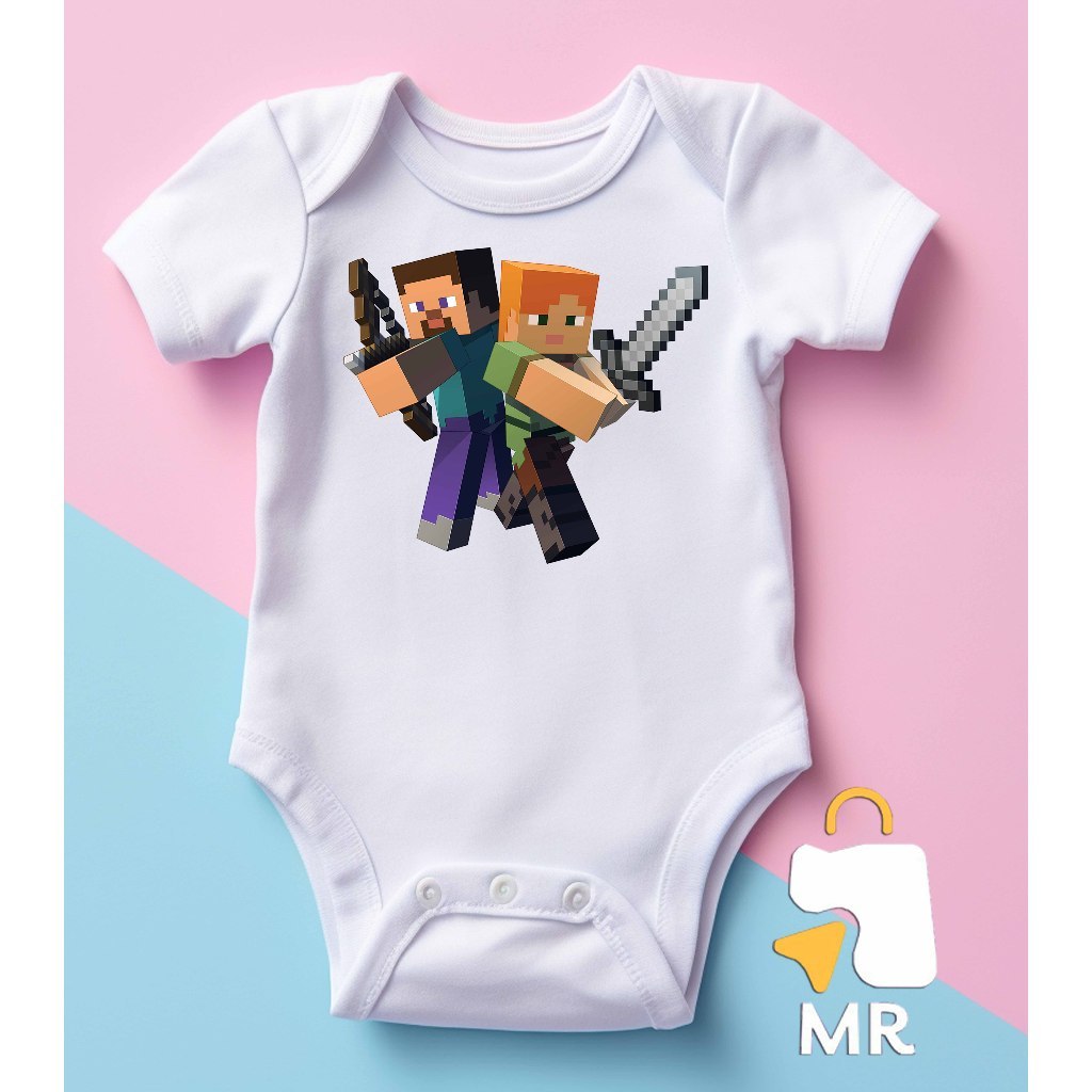 Body infantil MINECRAFT | Presente criativo para Bebê Preço baixo