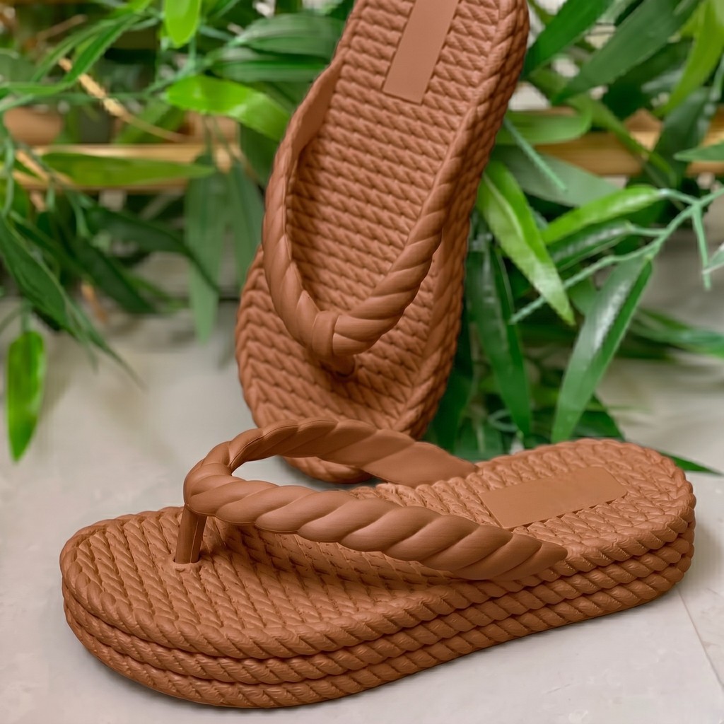 Chinelo Feminino Plataforma Trançado Nuvem Leve Macio Antiderrapante