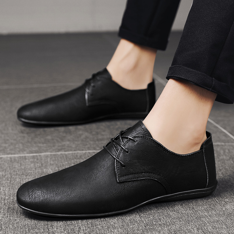 Moda outono sapatos masculinos novo estilo sapatos de couro masculino couro genuíno versão coreana sapatos na moda preto