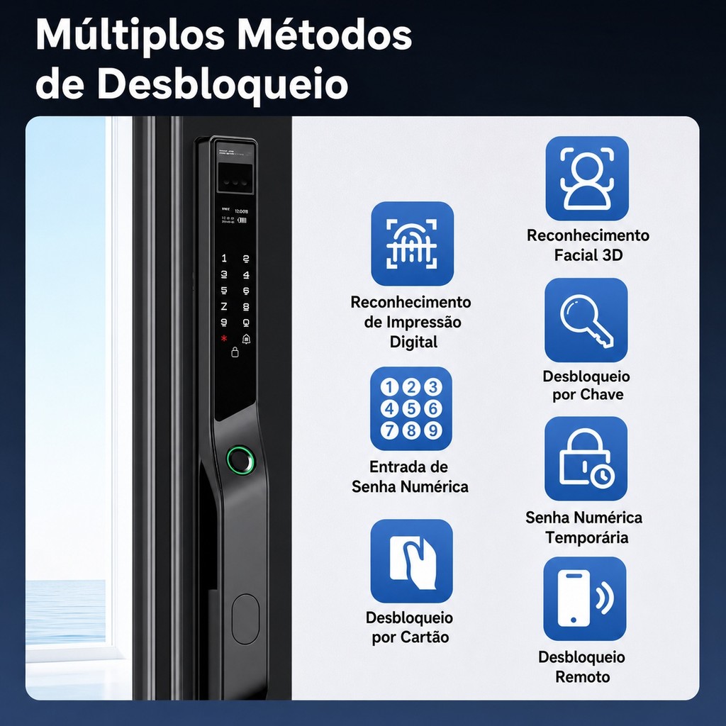 Fechadura Digital Eletrônica com Biometria Reconhecimento Facial 3D Senha Cartão IC Alpha-210 · foto 2
