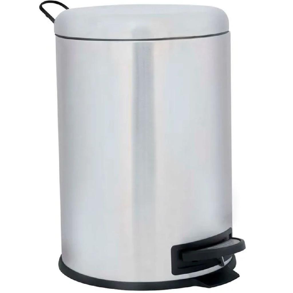 Lixeira com Pedal 12 Litros Fosca Prata Linha Safira Mor para Cozinha Banheiro e Escritório