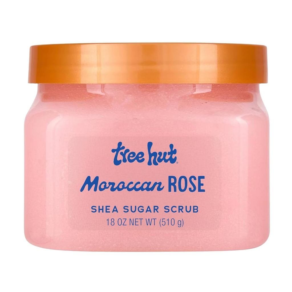 Esfoliante Corporal Tree Hut Moroccan Rose Shea Sugar Scrub, Esfoliante e Hidratante com Manteiga de Karité e Óleos Esse