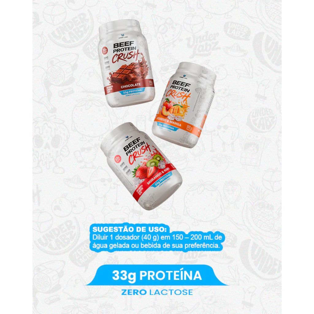 Beef Protein Crush 910g Morango Com Kiwi Under Labz — imagem 2 de 2