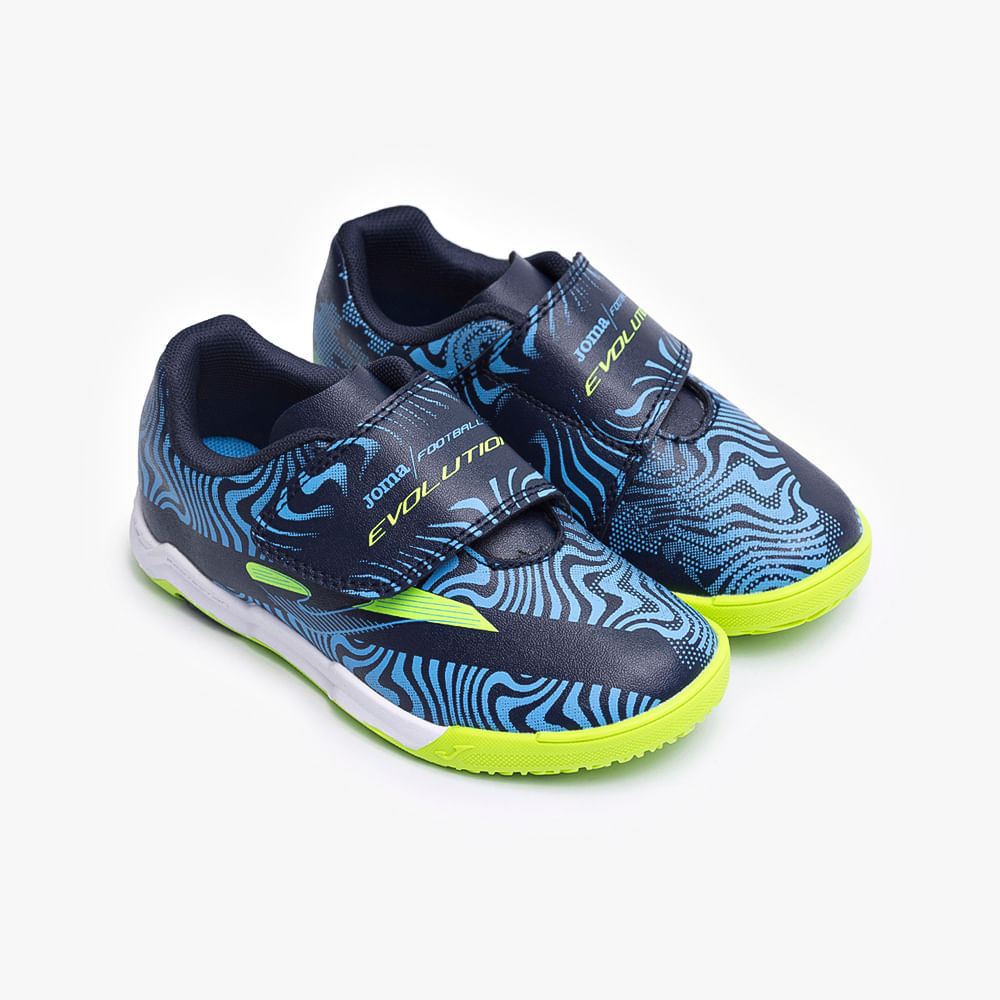 Chuteira de Futsal Joma Evolution Velcro Infantil Azul e Verde — imagem 2 de 2