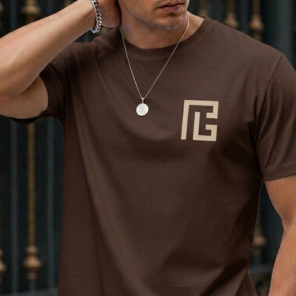 Camiseta Básica Casual Masculina Estampada Geometria Estiloso Premium Academia Treino Presente