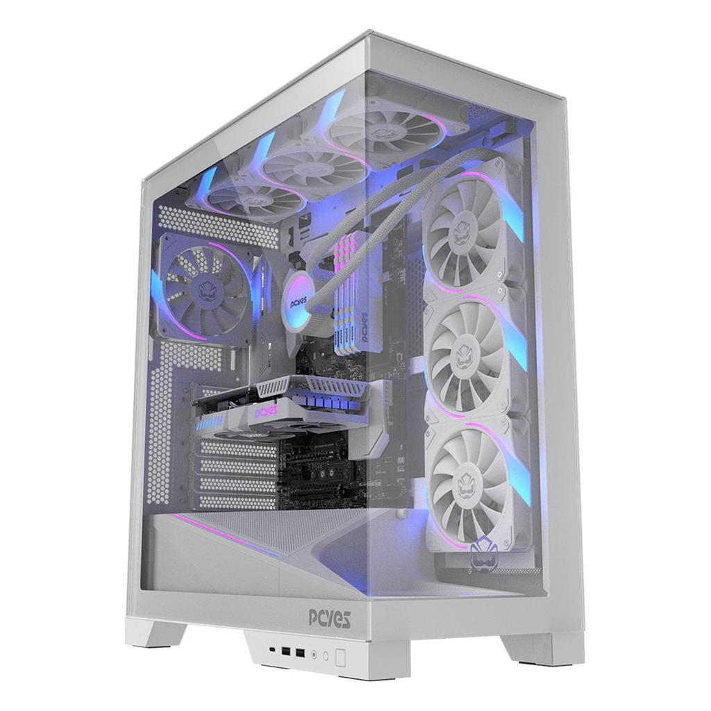 Gabinete Gamer Branco Aquário Mid Tower Pcyes Forcefield Flow White Ghost - Gfffwg