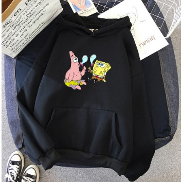 Moletom Canguru Estampa Bob Esponja Patrick Estrela Casaco Casual Confortável Blusa de Frio Masculino Feminino Flanelado