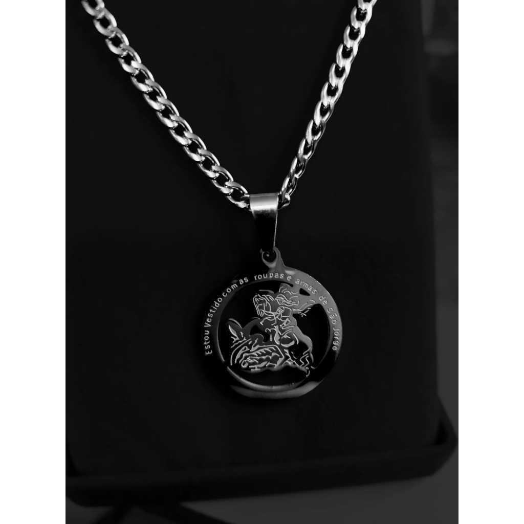 Correntinha Masculina Com Pingente São Jorge Aço Inox 316l Infantil