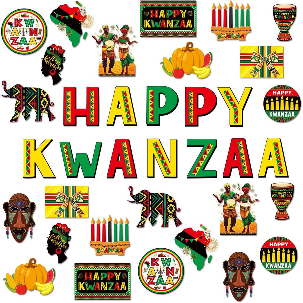 Conjunto de 36 Peças de Decorações para Quadro de Avisos Kwanzaa - Decorações Kwanzaa, Decoração de Parede para o Feliz 