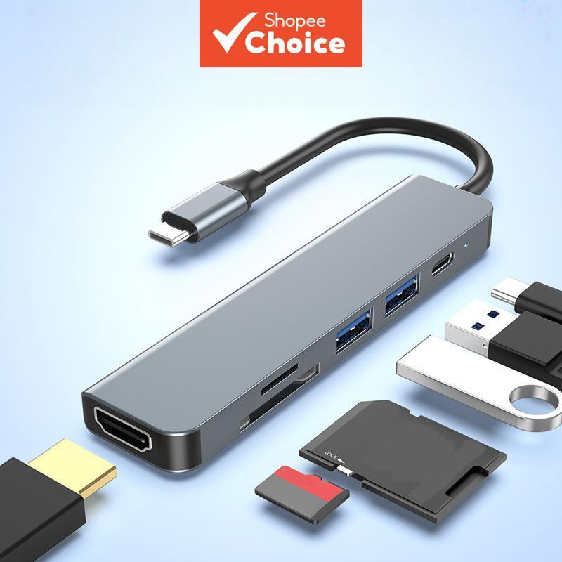  Hub USB-C 6 em 1 de Alta Velocidade USB 3.0 com HDMI 4K e PD para MacBook