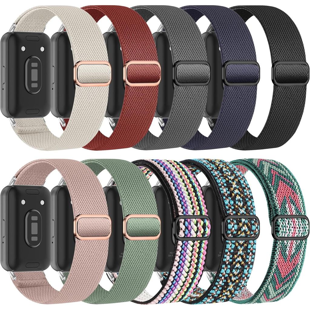 Pacote com 10 Pulseiras de Nylon Elásticas Compatíveis com Samsung Galaxy FIT 3,
