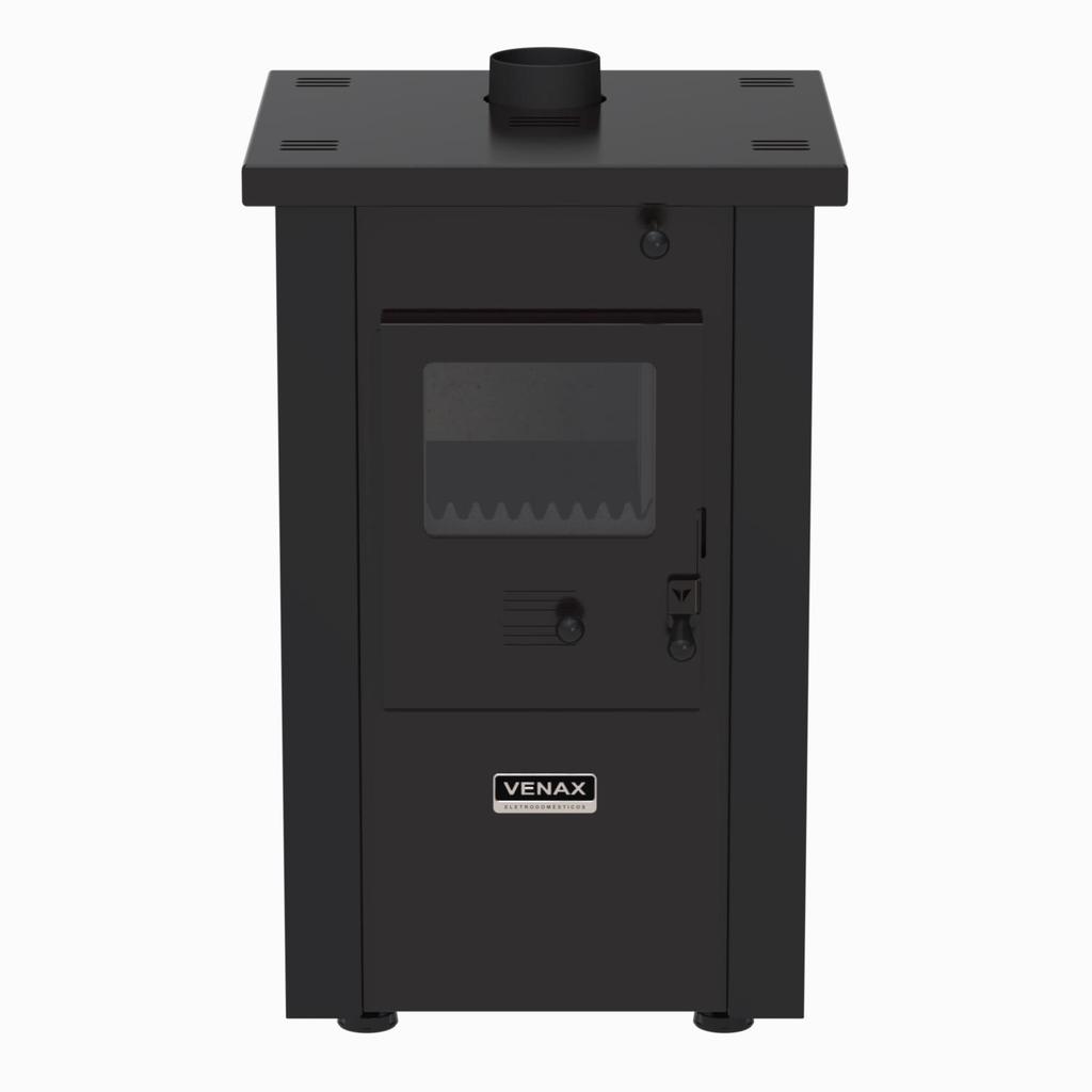 Calefator a Lenha Venax Vulcano Dupla Combustao Preto