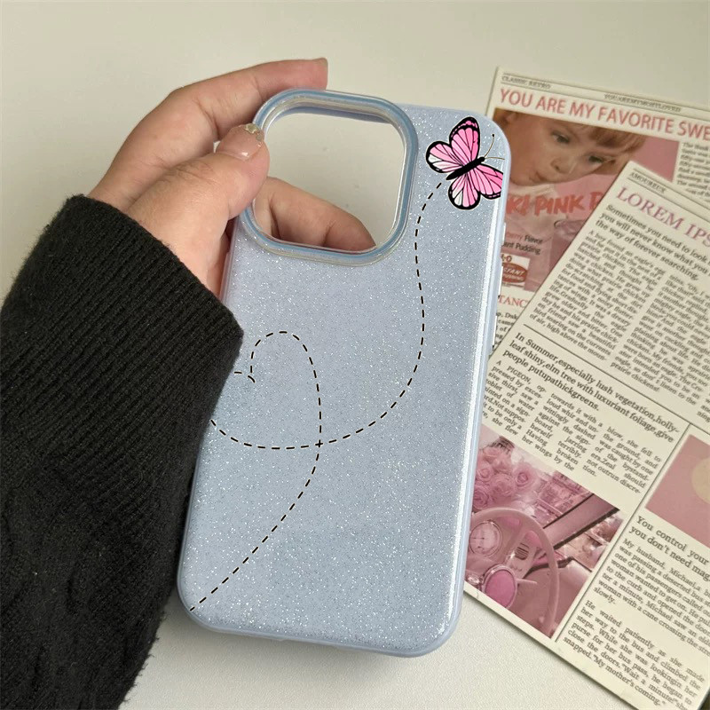 Capa De Doces Para Samsung A17 A07 A26 A06 A16 A54 A05 A15 A14 A13 A12 A32 A34 A52 A55 A54 Linha Borboleta Manga