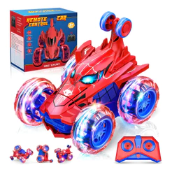 Carrinho Recarregável Controle Remoto Acrobata Gira 360 Graus Aranha Spider Azul Infantil Kizumba