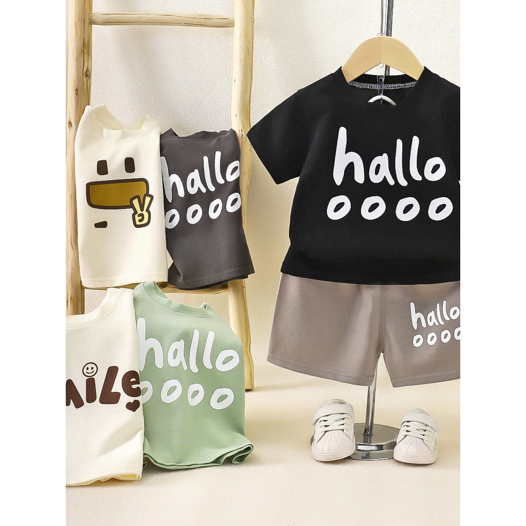 Crianças terno de manga curta verão meninos meninas camiseta Shorts terno de duas peças pequeno médio-pequeno crianças c