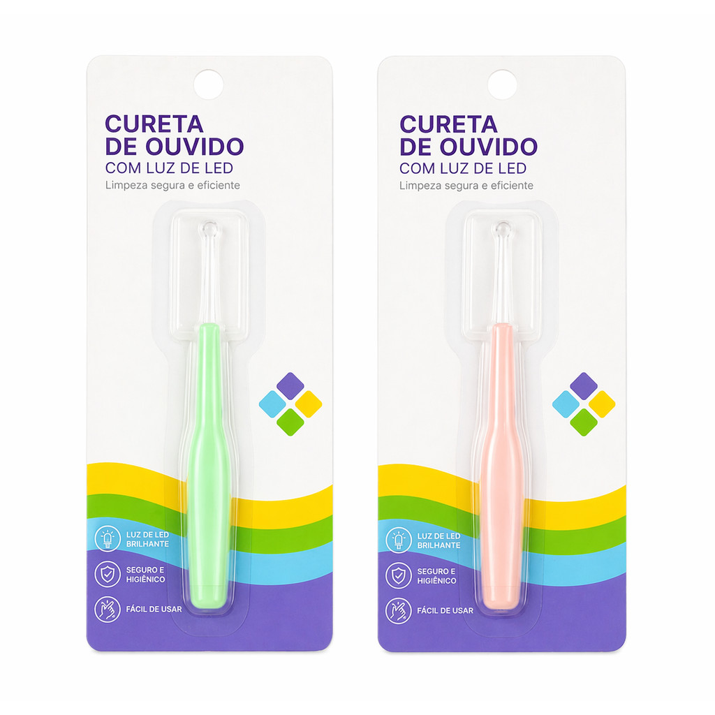 Removedor de Cera de Ouvido com Luz LED – Kit 3 Ponteiras (3 em 1)