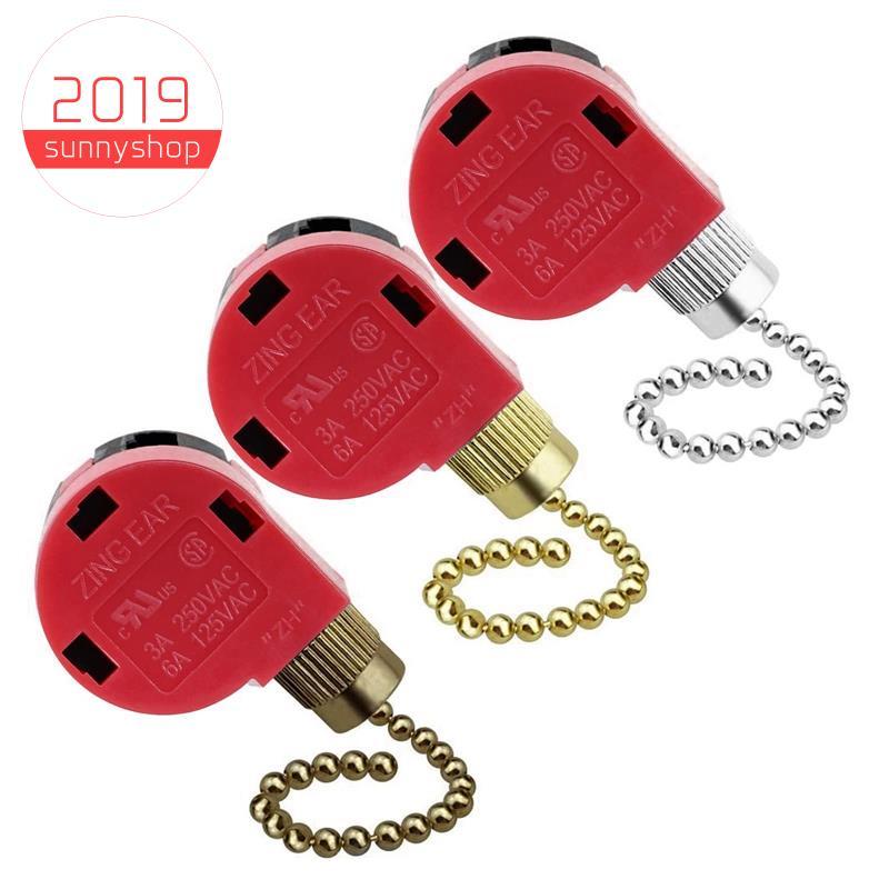 [Bestseller S] 3PC Interruptor De Ventilador De Teto 3 Velocidades 4 Fios Orelha ZE-268S6 Corrente De Tração Controle De