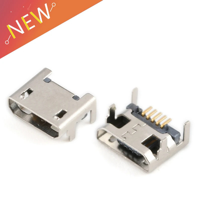 10 Peças Conector Micro usb 5 Pinos Assento Jack Quatro Pernas 5P Placa De Inserção Mini