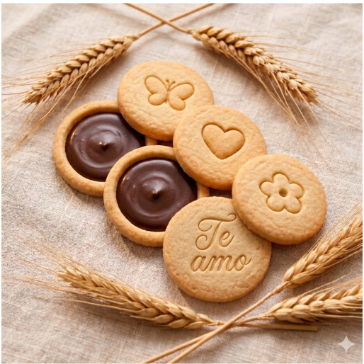 Cortador Bisconuts Recheados 4CM Premium - Frase Te Amo - Flor - Coração - Borboleta