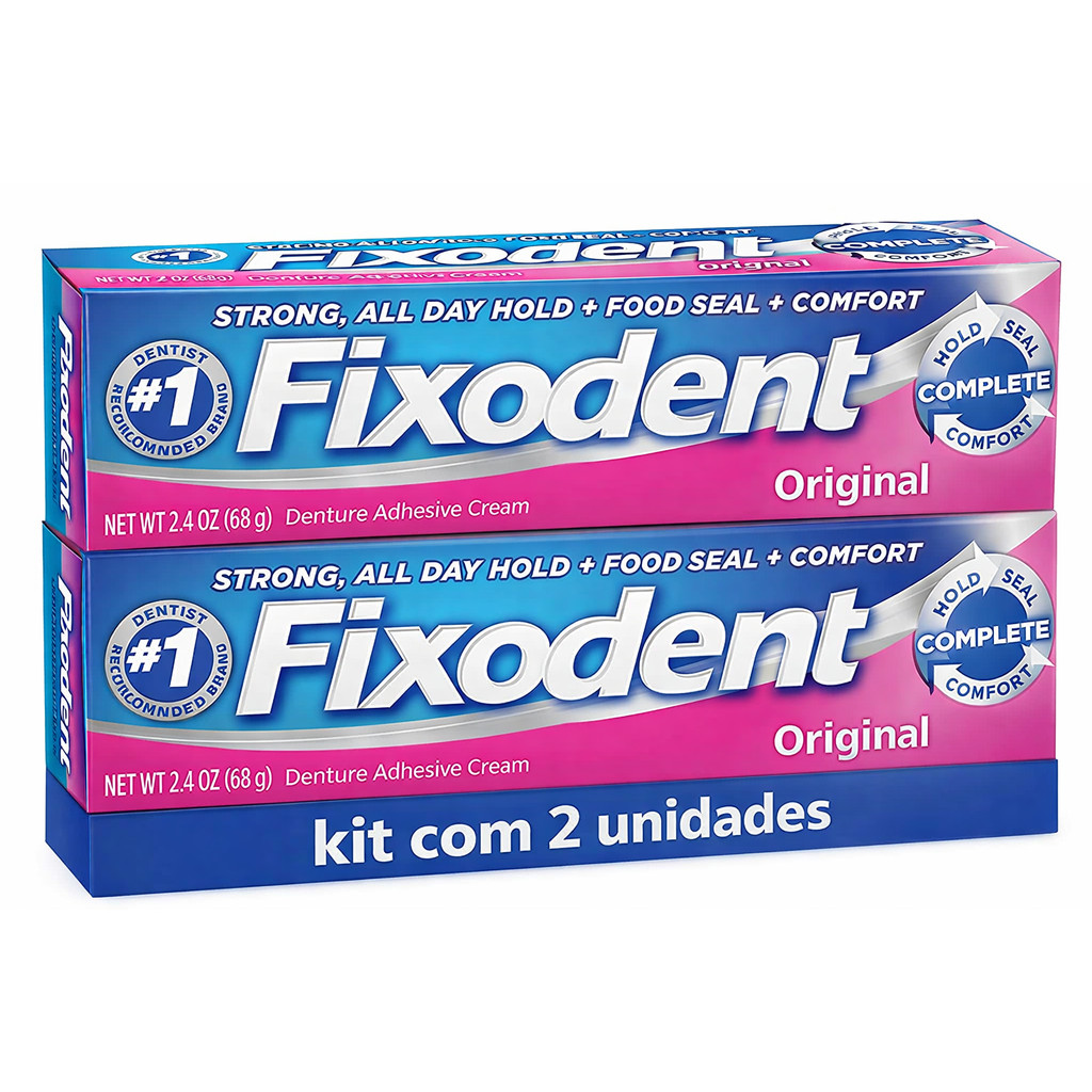 Kit 2 Creme Adesivo Fixodent para Dentadura Original 68g