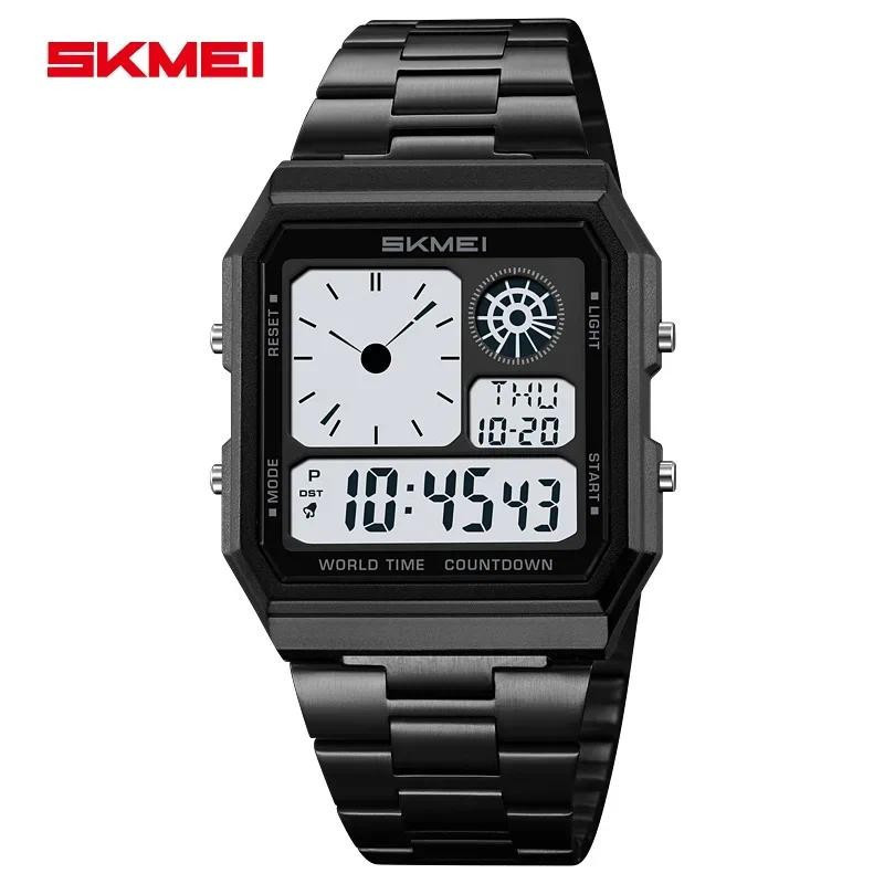 SKMEI 2353 Mundo Relógio Eletrônico Digital Para Homens Mulheres À Prova Dwaterproof Água Esporte Ao Ar Livre Tira De Aç