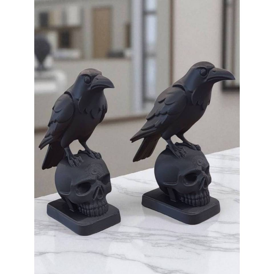 Kit 02 Efeite Estatua Pássaro Corvo - Decoração Ocultismo em impressão 3D