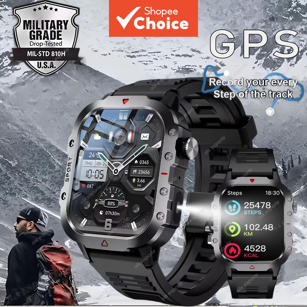 Novo Relógio Inteligente Esportivo Outdoor 2,01 polegadas Tela HD, Lanterna LED, Conversa Bluetooth, Rastreador GPS,
