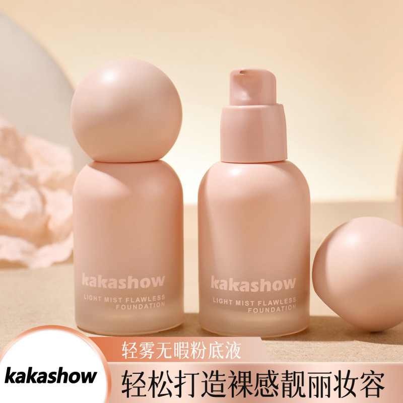 Kakashow Light Mist Flawless Liquid Foundation Natural Delicado Hidratante Duradouro Corretivo Creme Névoa Base Líquida