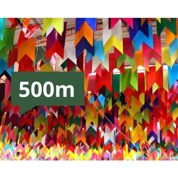 Kit Bandeirinha Festa Junina Seda Colorida Com Cordão Varal Pronto - 100 a 500m perfeita para decoração