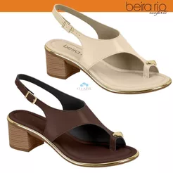 Sandália Feminina Beira Rio Salto Bloco Médio Tira Larga Conforto Original