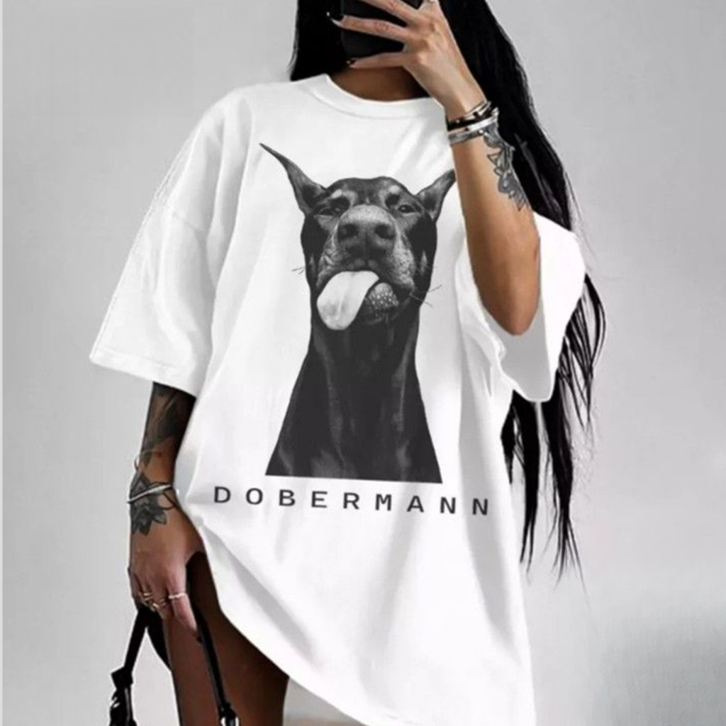 [Premium em Algodão Puro]SG Camiseta Basica E Oversized Estilosa Dobermann Cachorro Dog Raça Streetwear Moda Gringa