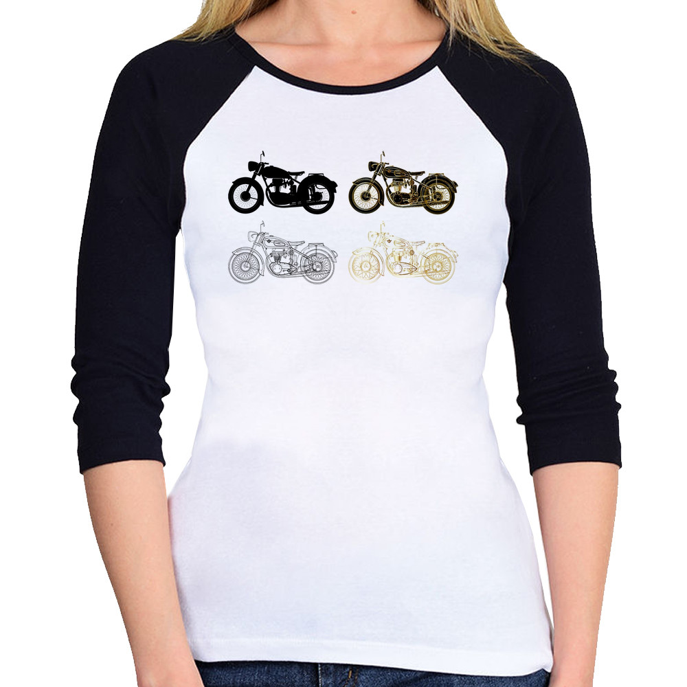 Baby Look Raglan Motorcycle Vector 3/4