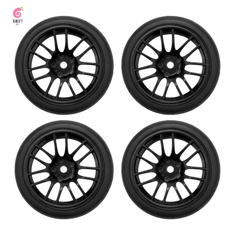 4 Pçs 1/10 Pneu De Borracha Rc Pneus De Carro De Corrida No Aro Da Roda De Estrada Apto Para Hsp Hpi 9068-6081 Peça Do