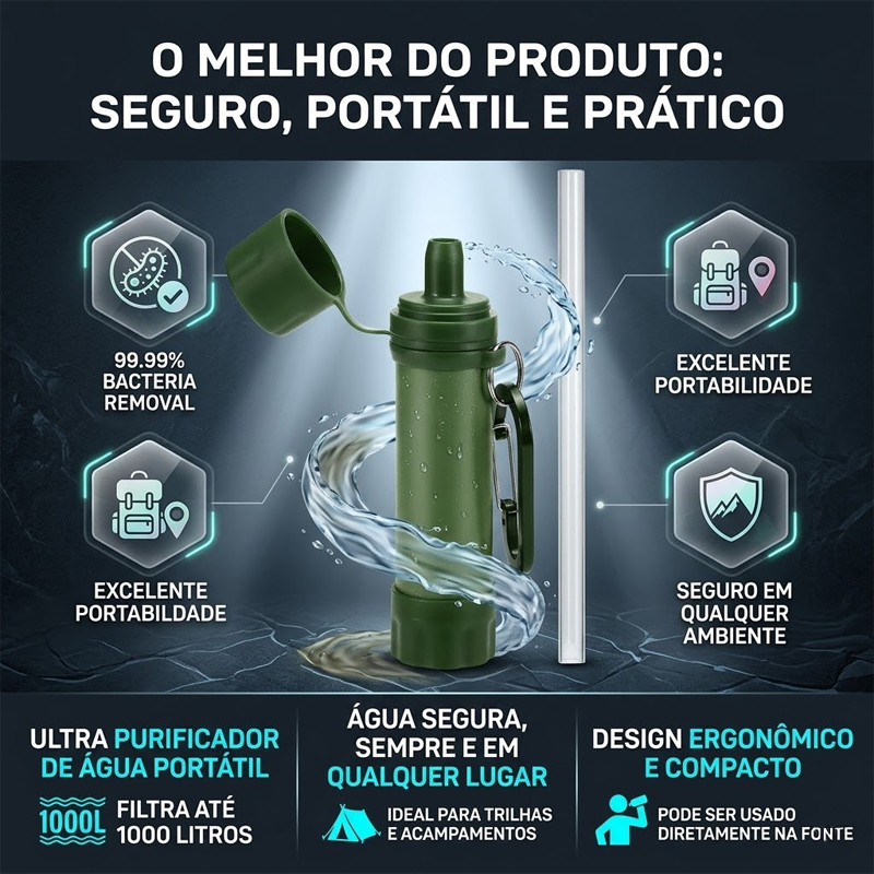 Purificador de agua portatil para sobrevivencia