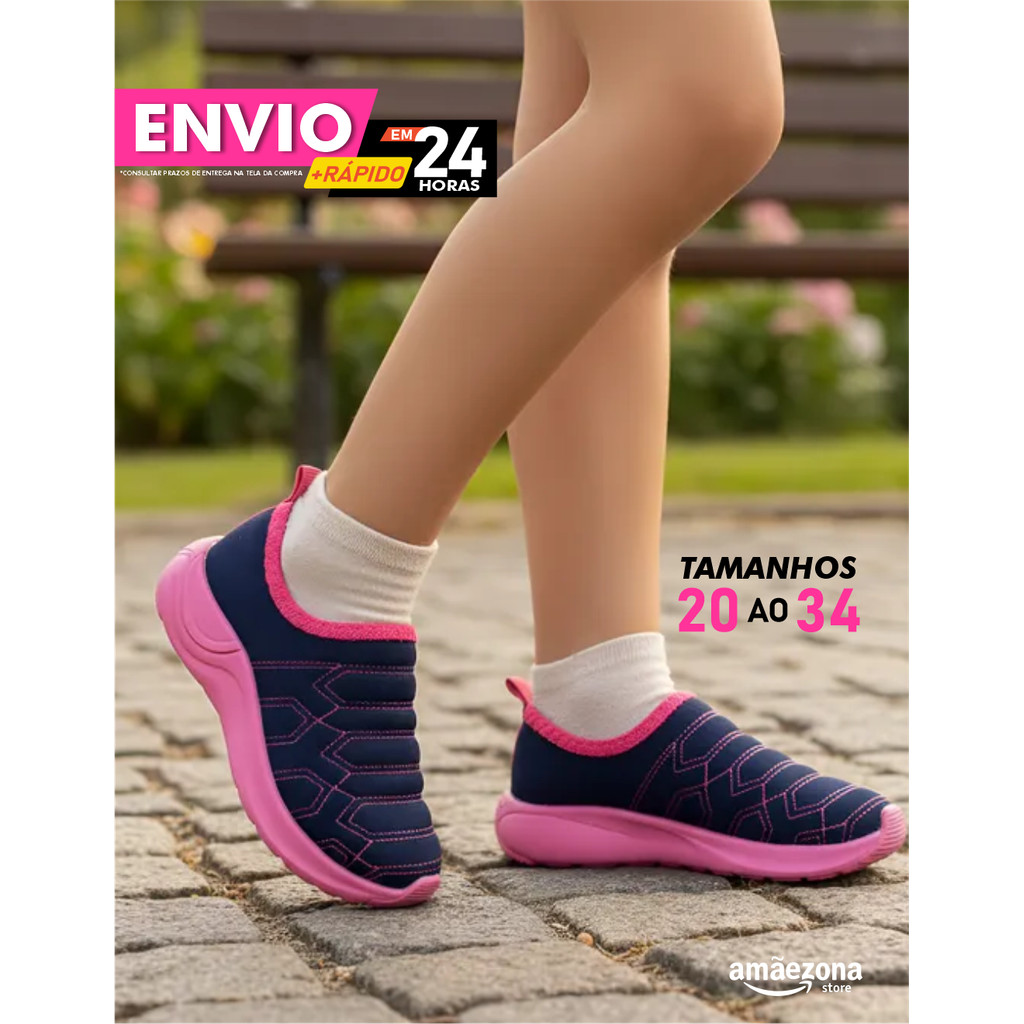 Tênis Para Menina de Sair casual escola escolar sem acadarço não precisa amarrar de enfiar o pé leve macio confortável