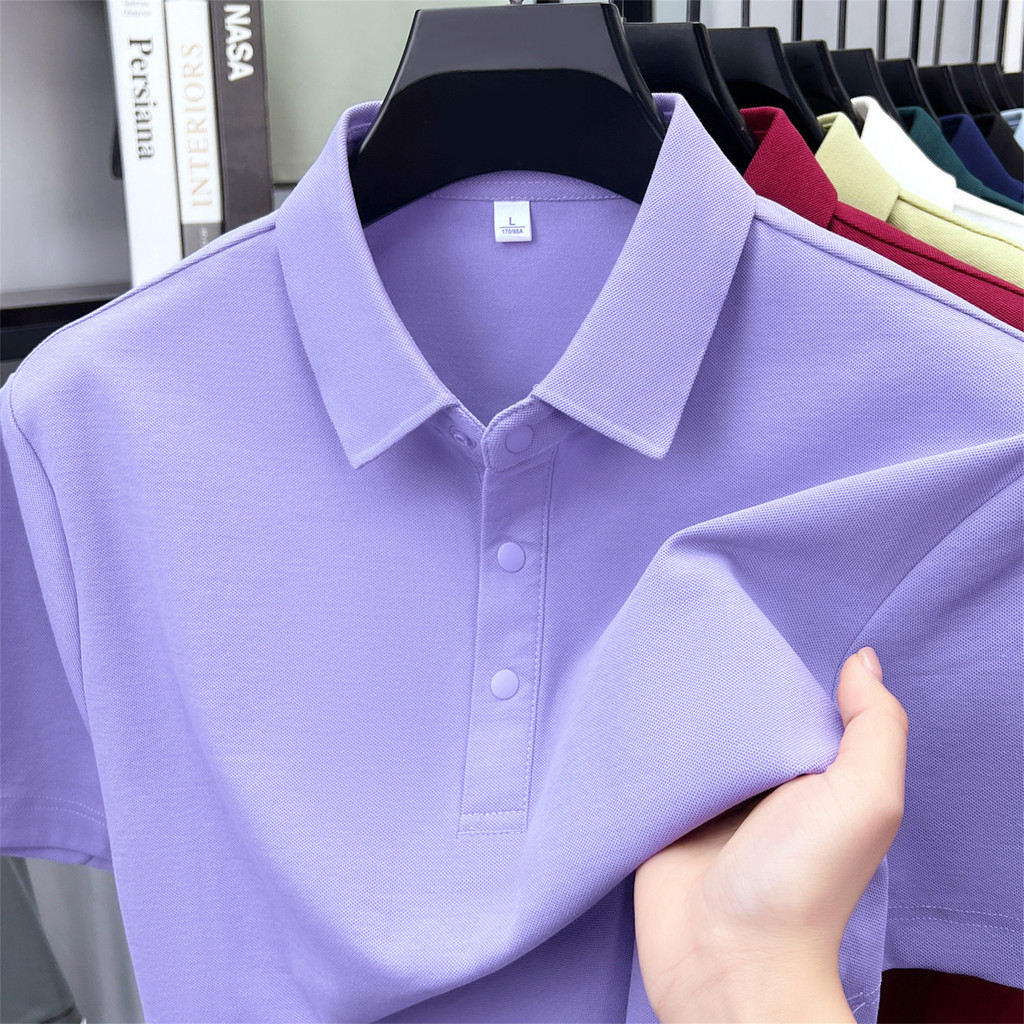 Pierre Cardan novo estilo não-ferro camiseta de manga curta masculina lapela roxa camisa POLO marca genuína meia manga c