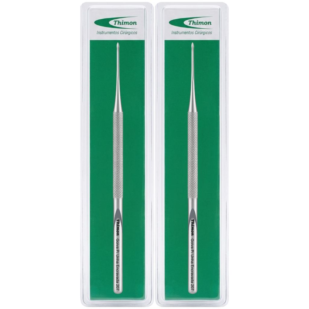 2 Espátula Goiva Desencravador Inox Unha e Espícula Thimon 207