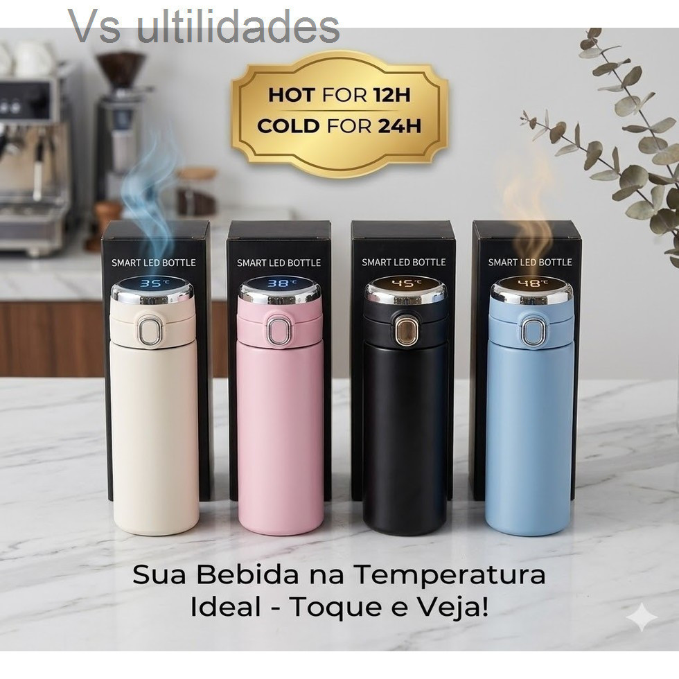 Garrafa Térmica Smart LED Bottle - Sensor de Temperatura Digital 500mlQL0J